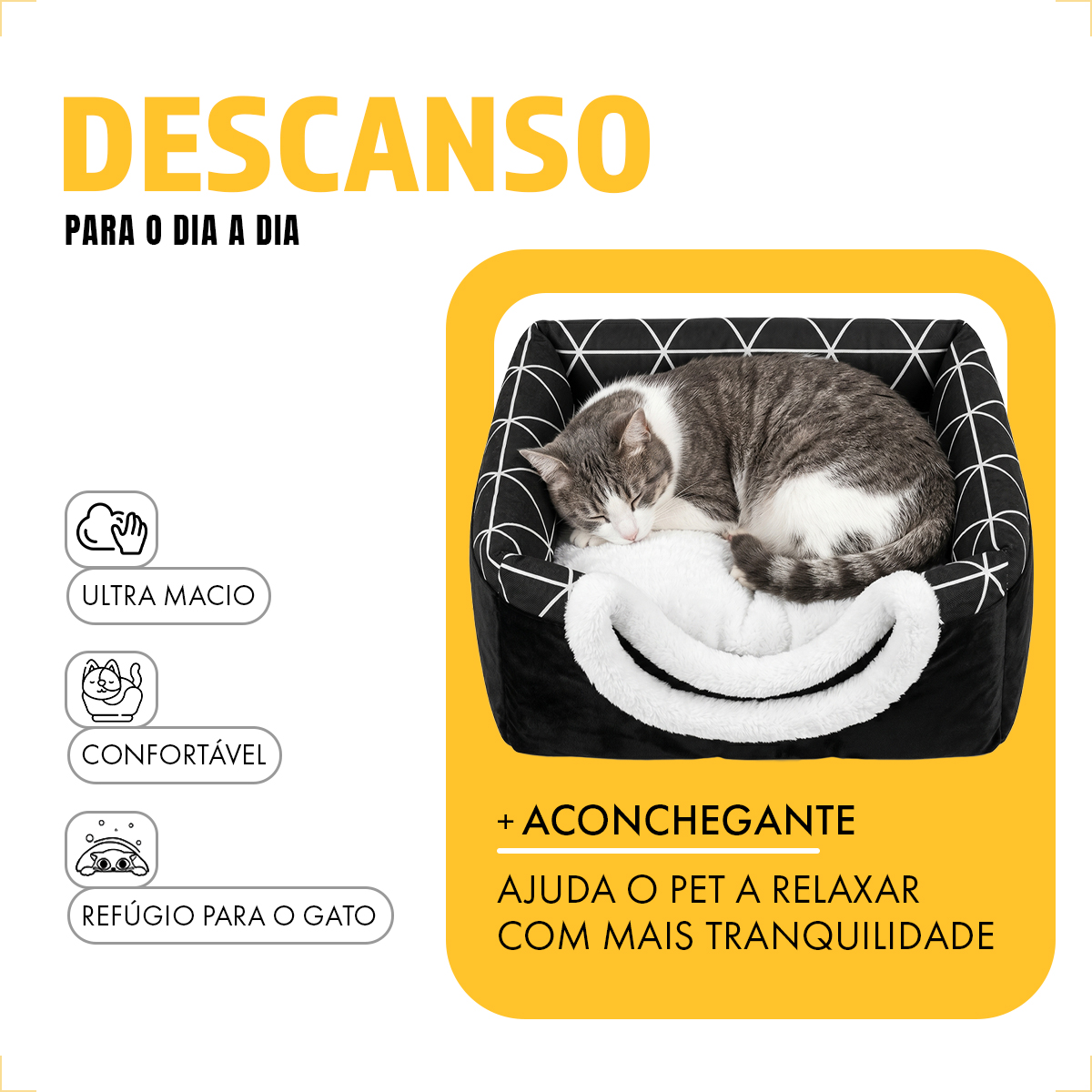 cama Toca cão gato 3x1 Casinha Pet  - Preto — foto 4