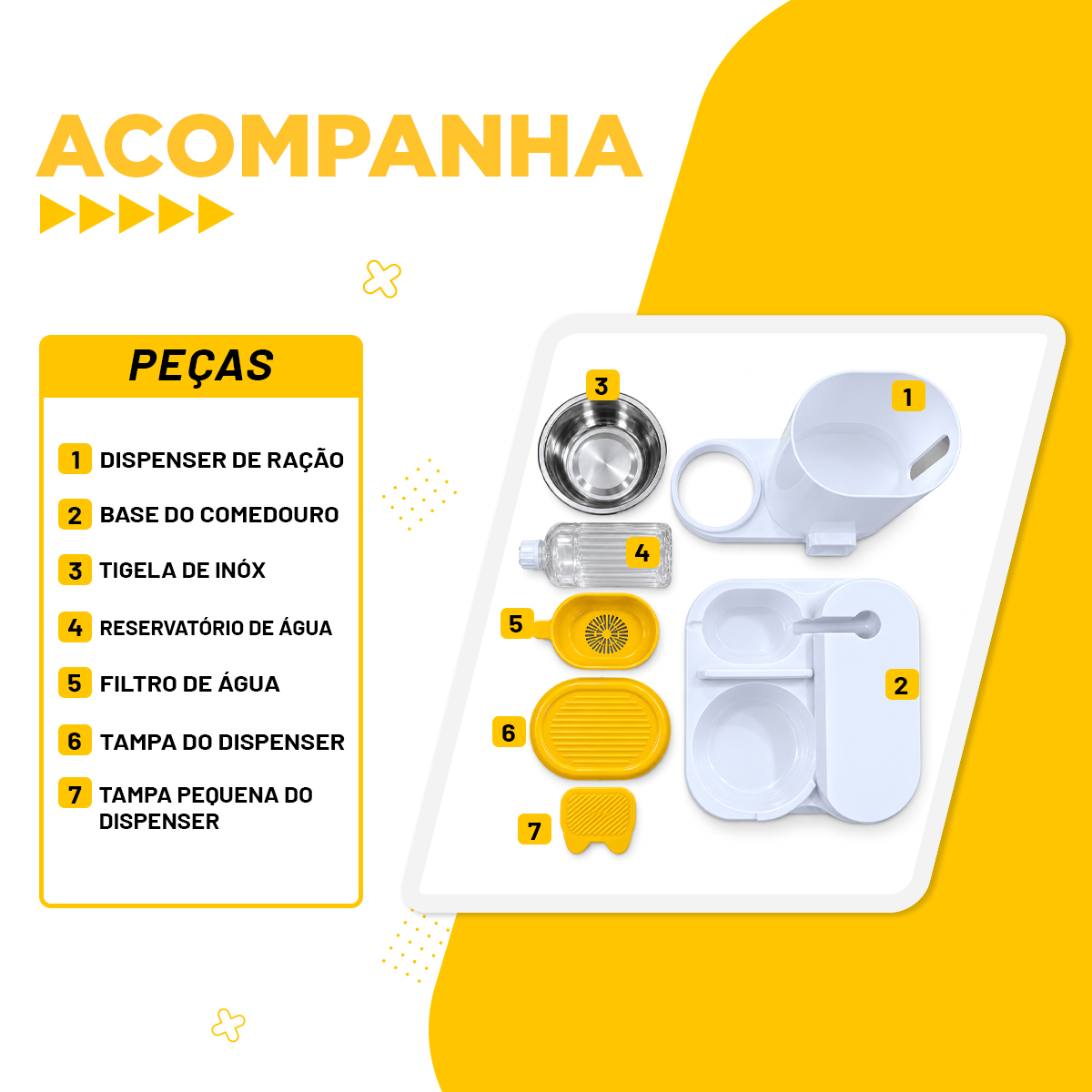 Comedouro e Bebedouro Duplo Automático 800 ML - Amarelo — foto 6