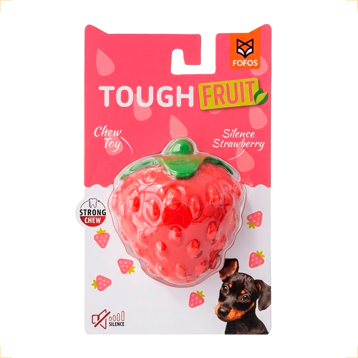 Brinquedo Mordedor Frutas Pet Cães Porte Médio TPR FOFOS - Morango — foto 2