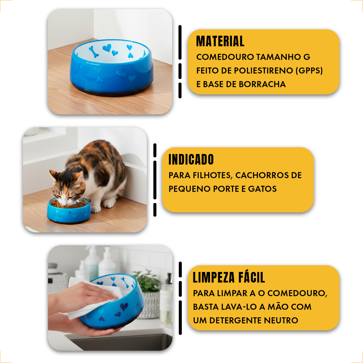 Tigela de Alimentação Comedouro Pet  Acrílico - M 550ml - AZUL — foto 4