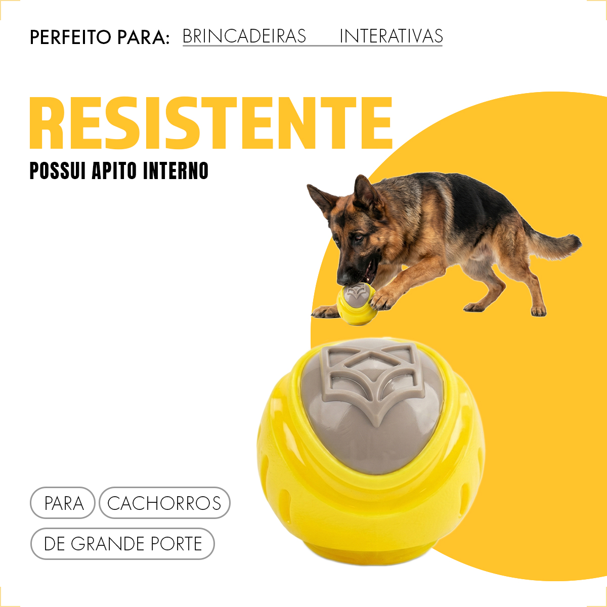 Bola Bolinha apito treinamento interativo reforçada Pet G 10cm FOFOS — foto 7