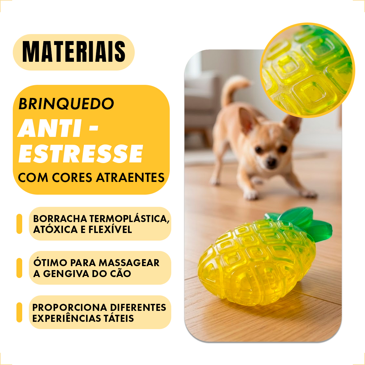 Brinquedo Mordedor Frutas Pet Cães Porte Médio TPR FOFOS - Abacaxi — foto 7