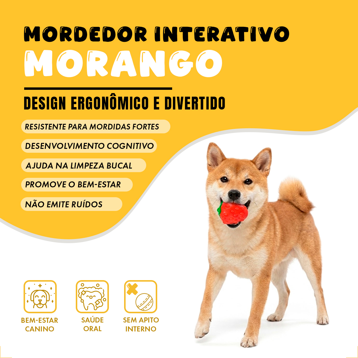 Brinquedo Mordedor Frutas Pet Cães Porte Médio TPR FOFOS - Morango — foto 5