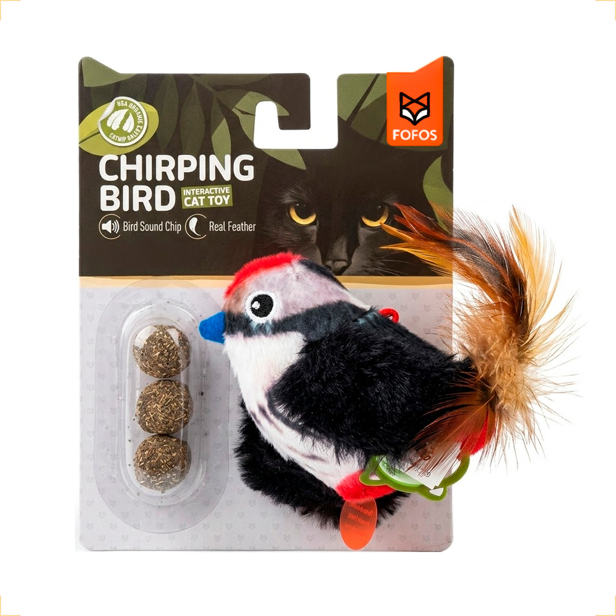 Brinquedo Interativo Som Bolinhas Catnip Aves/Passáros Gatos FOFOS - Pássaro Vermelho