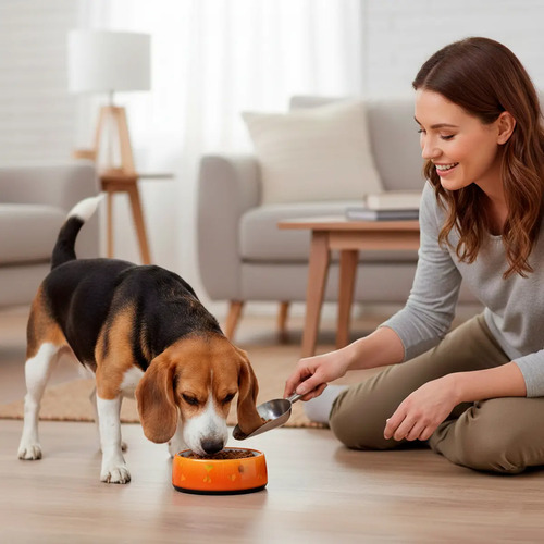 Comedouro Cachorro Pet Luxo  Antiderrapante AFP G 970ml - Laranja Cinza — foto 2