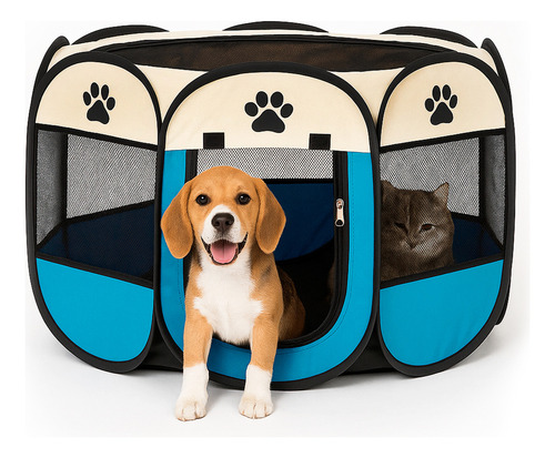 Cercadinho Pet Portátil Dobrável M  91 cm  - Azul
