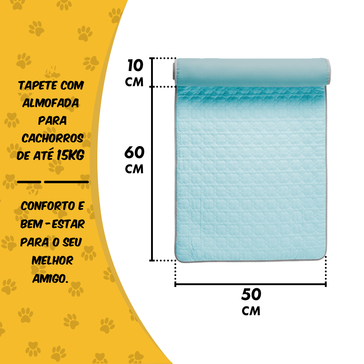 Cama Tapete Colchonete Refrescante Cães Gatos P 60x40 - Azul — foto 5