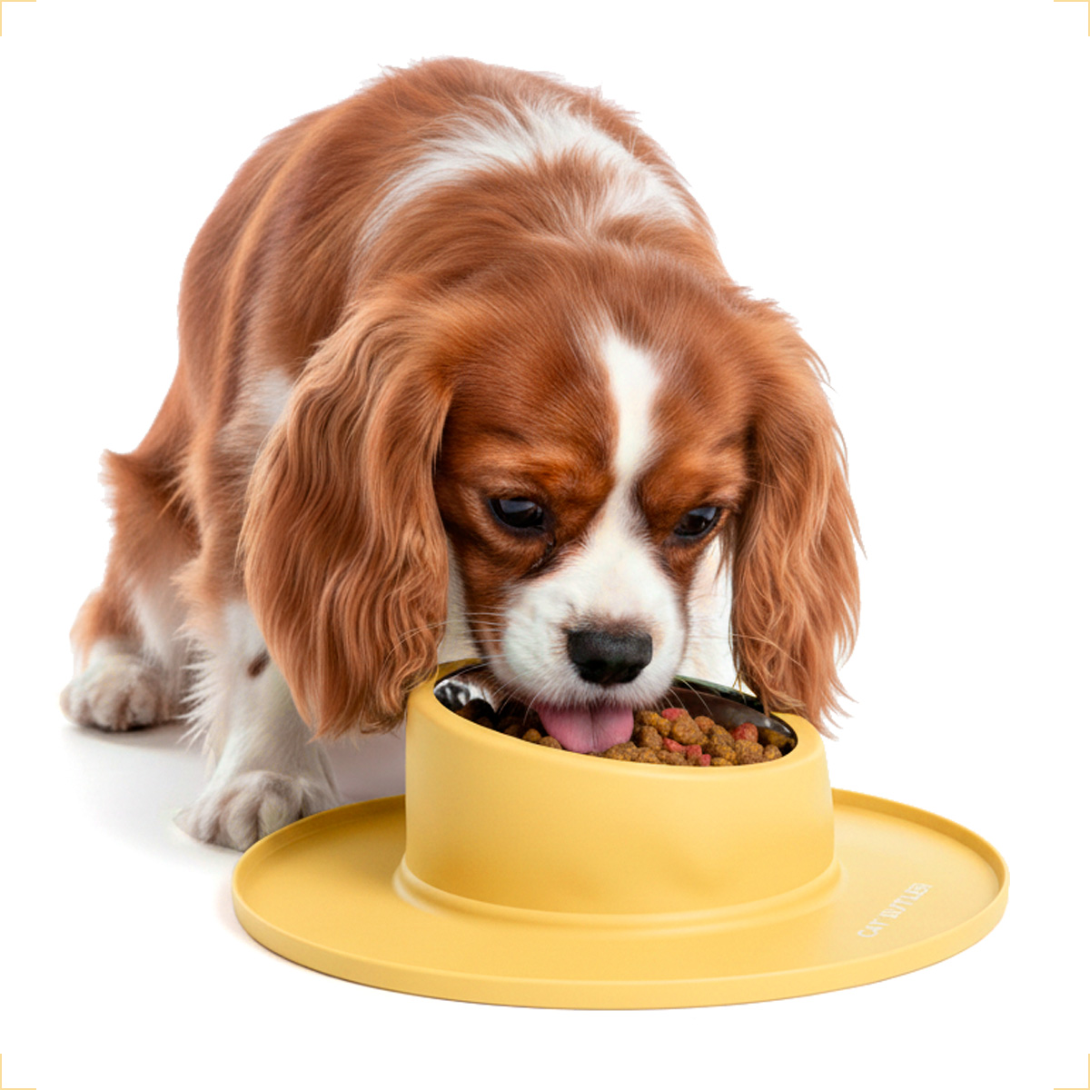 Comedouro bebedouro silicone inox antiderrapante - Amarelo — foto 2