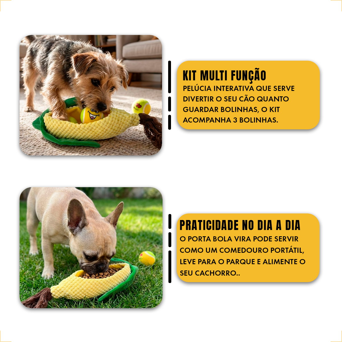 3 Bolas de Tênnis Pet com Dispenser/Comedouro Portátil - Milho AFP — foto 3