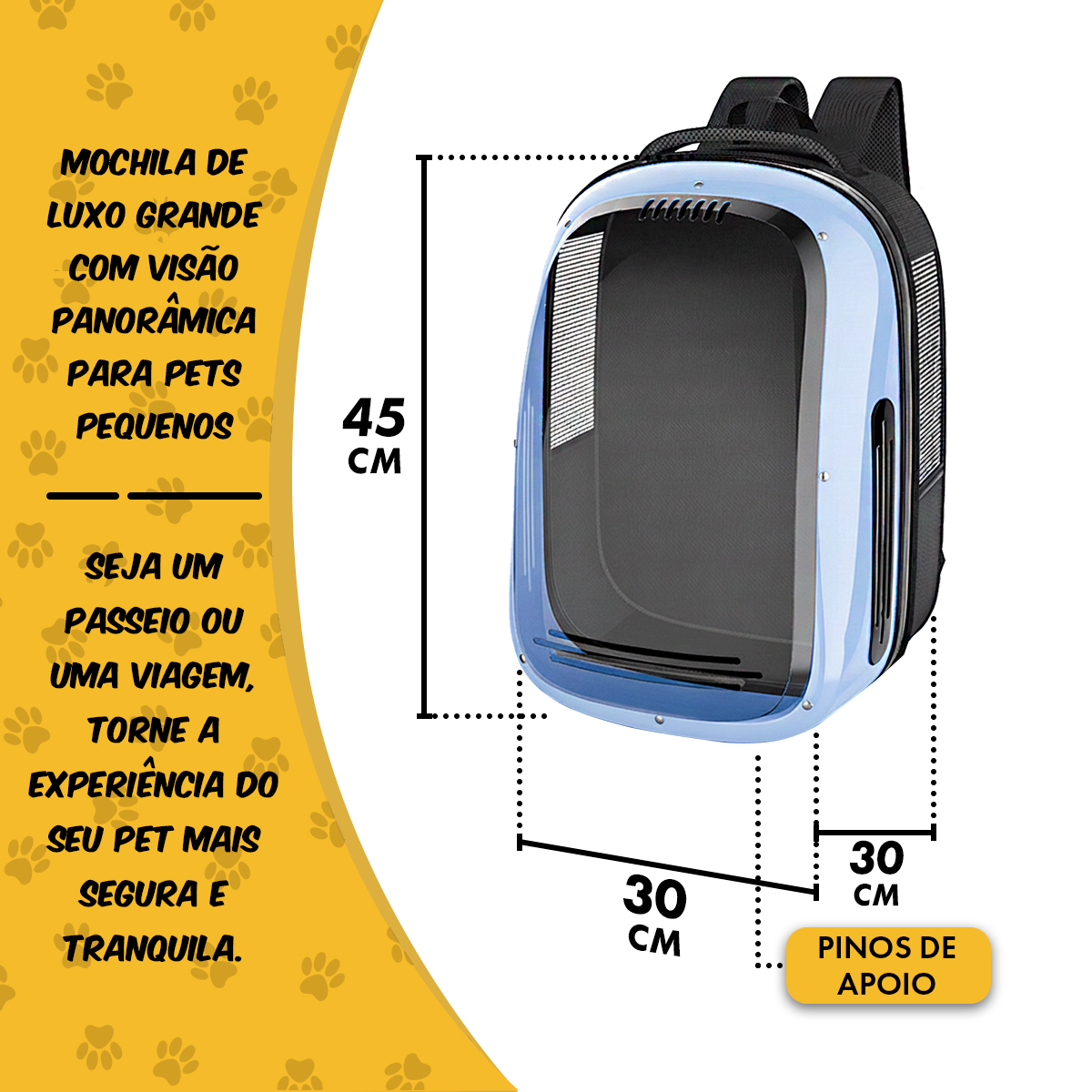 Mochila Pet Panorâmica Visor  Pet até 5 kg - Azul — foto 3