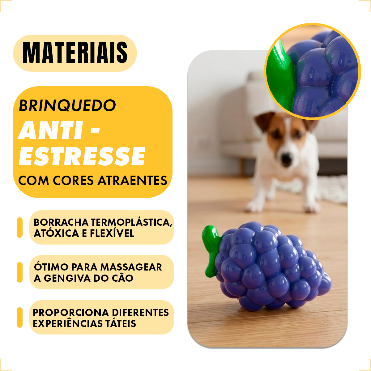 Brinquedo Mordedor Frutas Pet Cães Porte Médio TPR FOFOS - Uva — foto 7