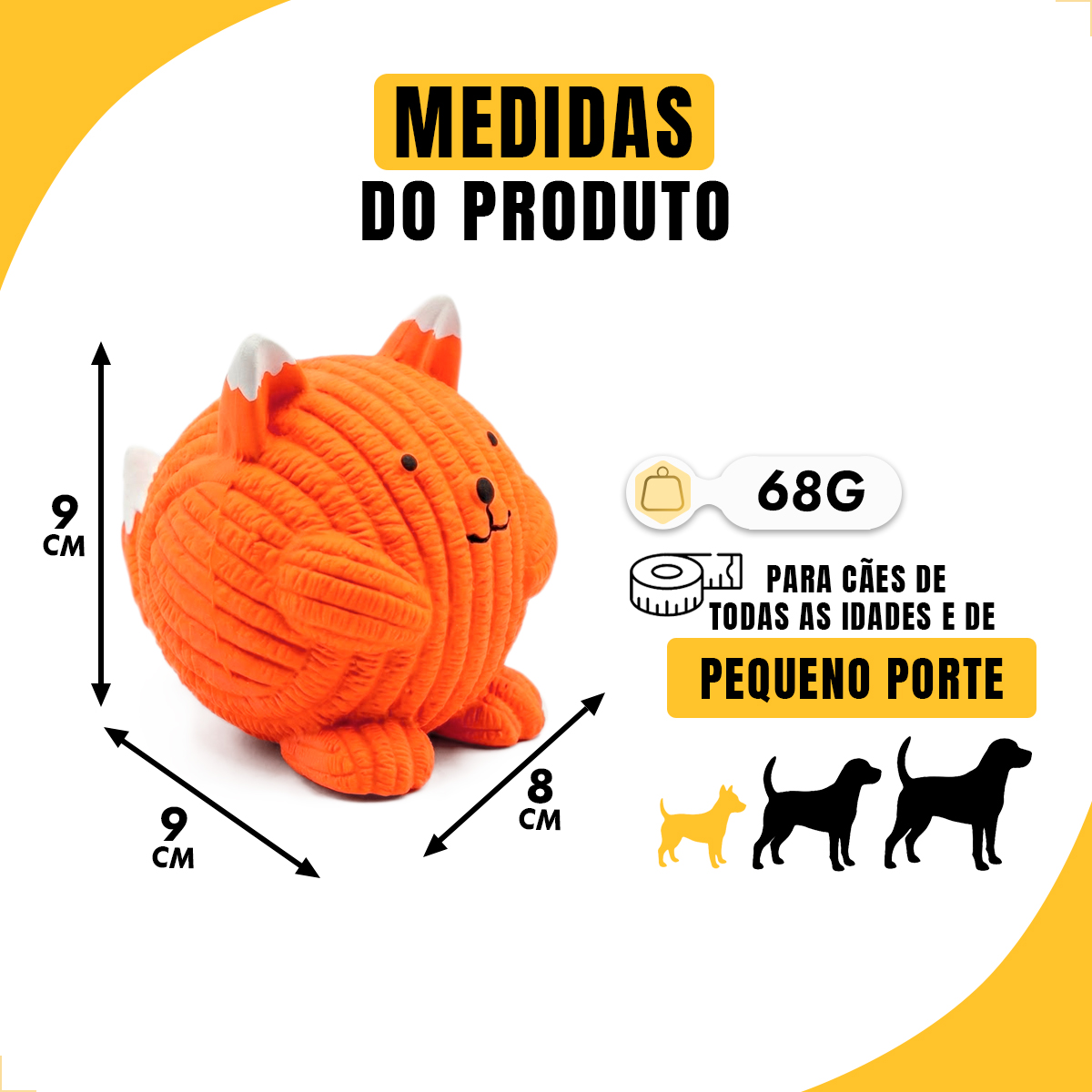 Brinquedo Látex Bola Animais Pet Cães FOFOS - Raposa — foto 3