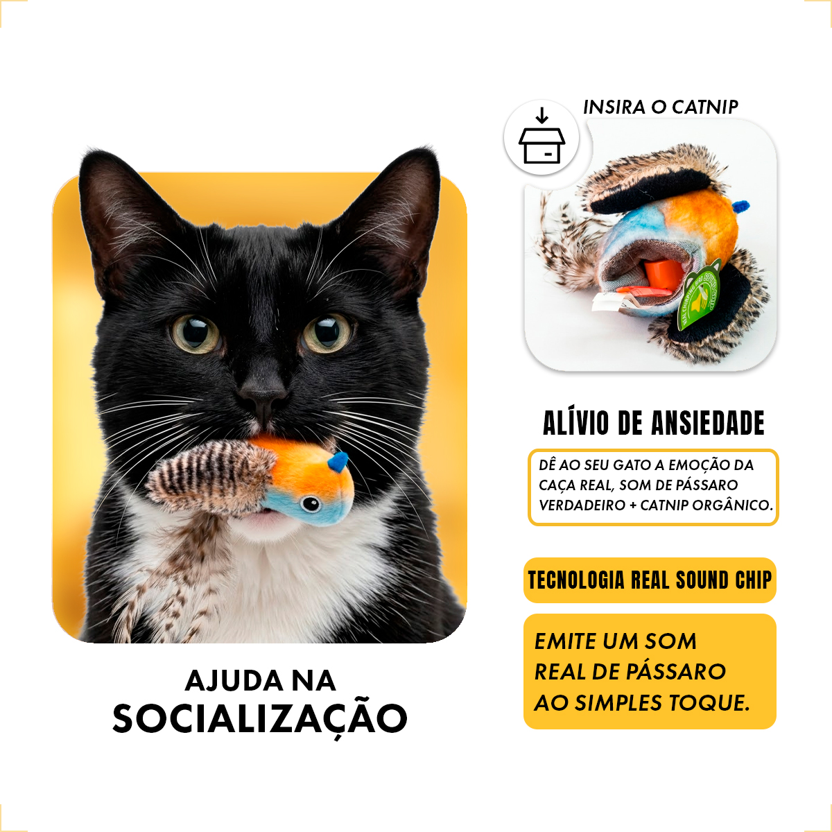 Brinquedo Interativo Som Bolinhas Catnip Aves/Passáros Gatos FOFOS - Pássaro Azul — foto 6