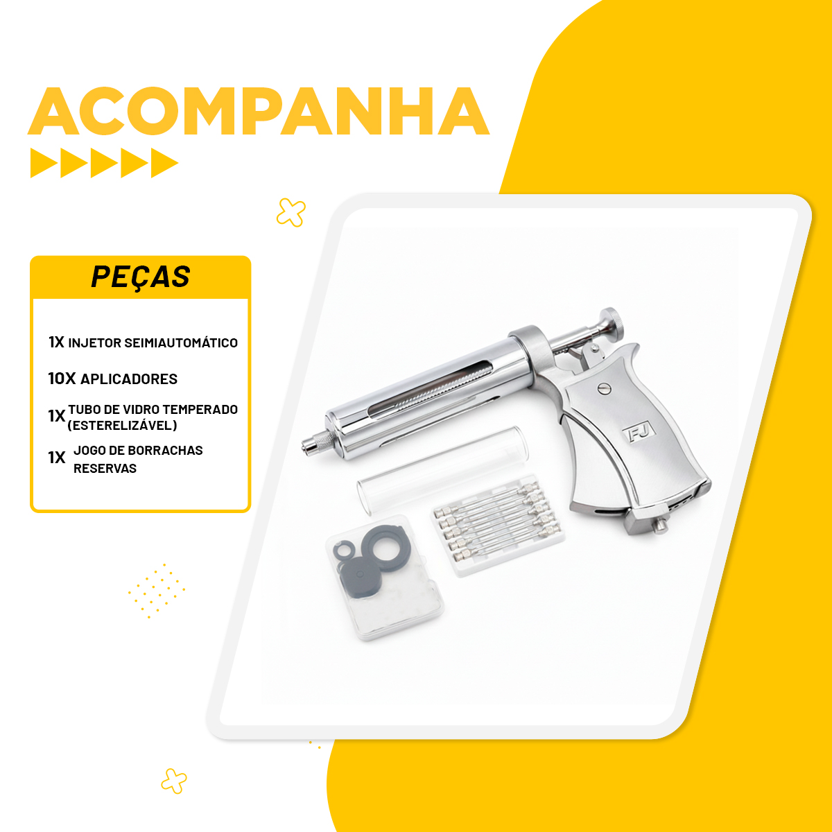 Pistola Seringa Veterinária SemiAutomática 50ml inox com 10 Aplicadores  Bovino/Equino/Ovino — foto 7
