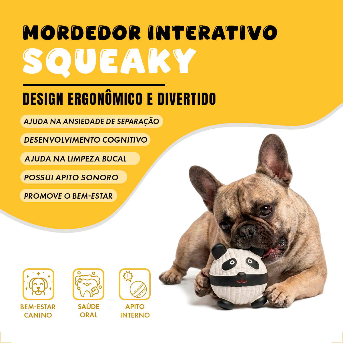 Brinquedo Látex Bola Animais Pet Cães FOFOS - Panda — foto 4