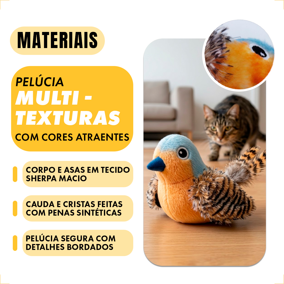 Brinquedo Interativo Som Bolinhas Catnip Aves/Passáros Gatos FOFOS - Pássaro Azul — foto 7