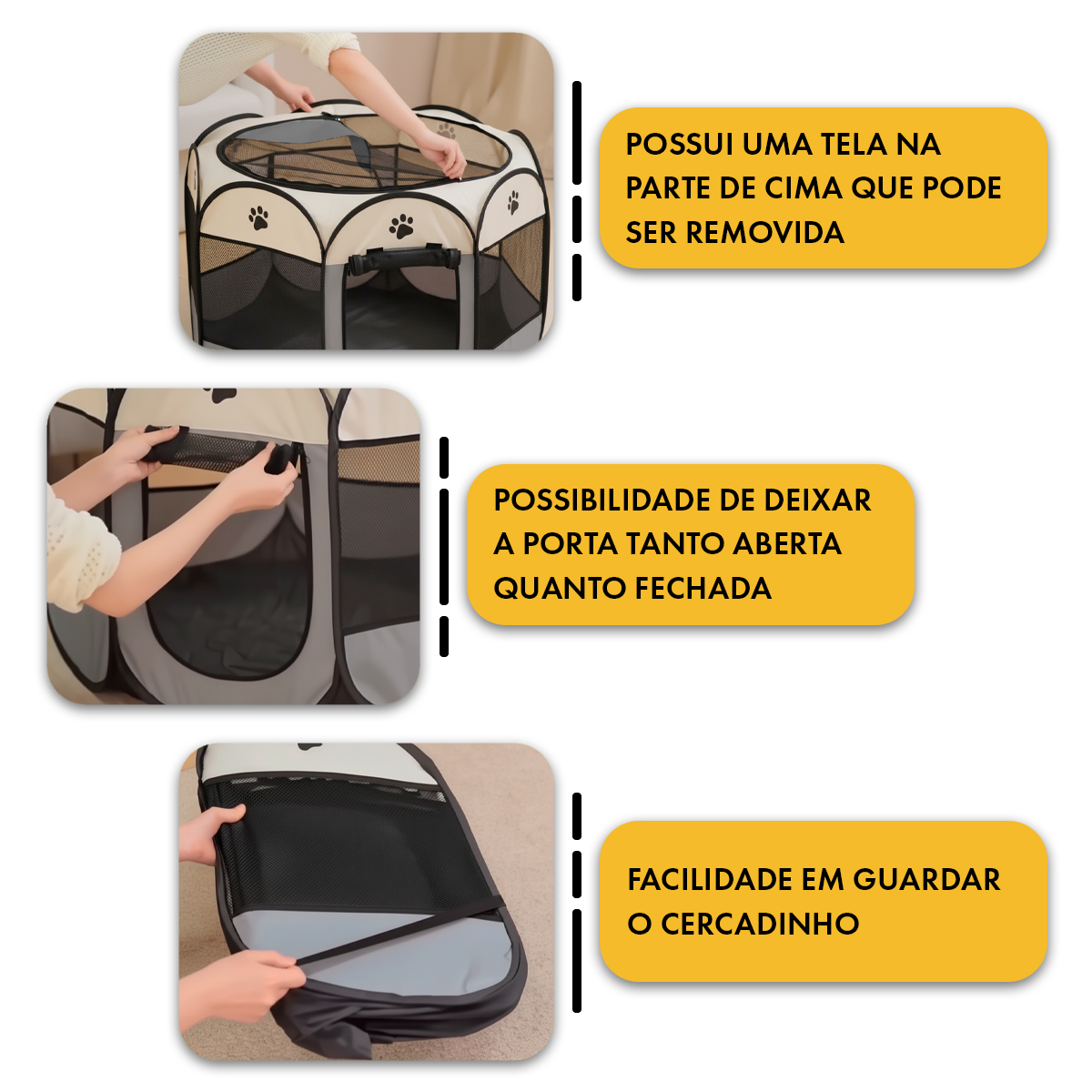 Cercadinho Pet Portátil Dobrável M  91 cm  - Cinza — foto 4