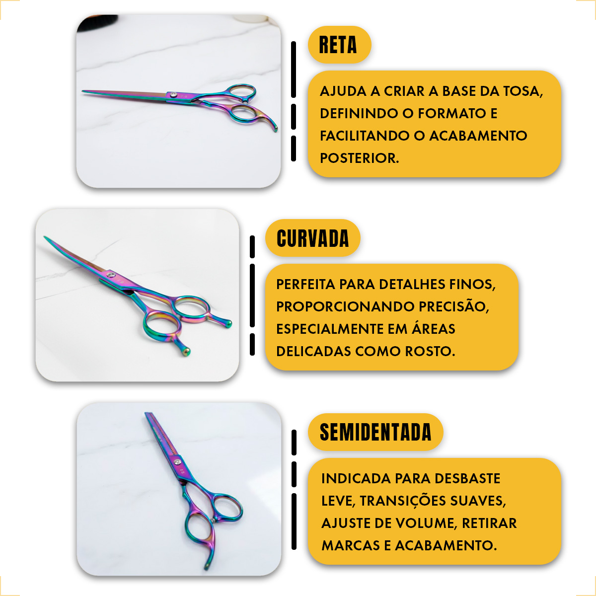 Kit 3 Tesouras Banho Tosa 7 Polegadas (4 Peças) - ANIMAUX - MULTICOLOR — foto 6