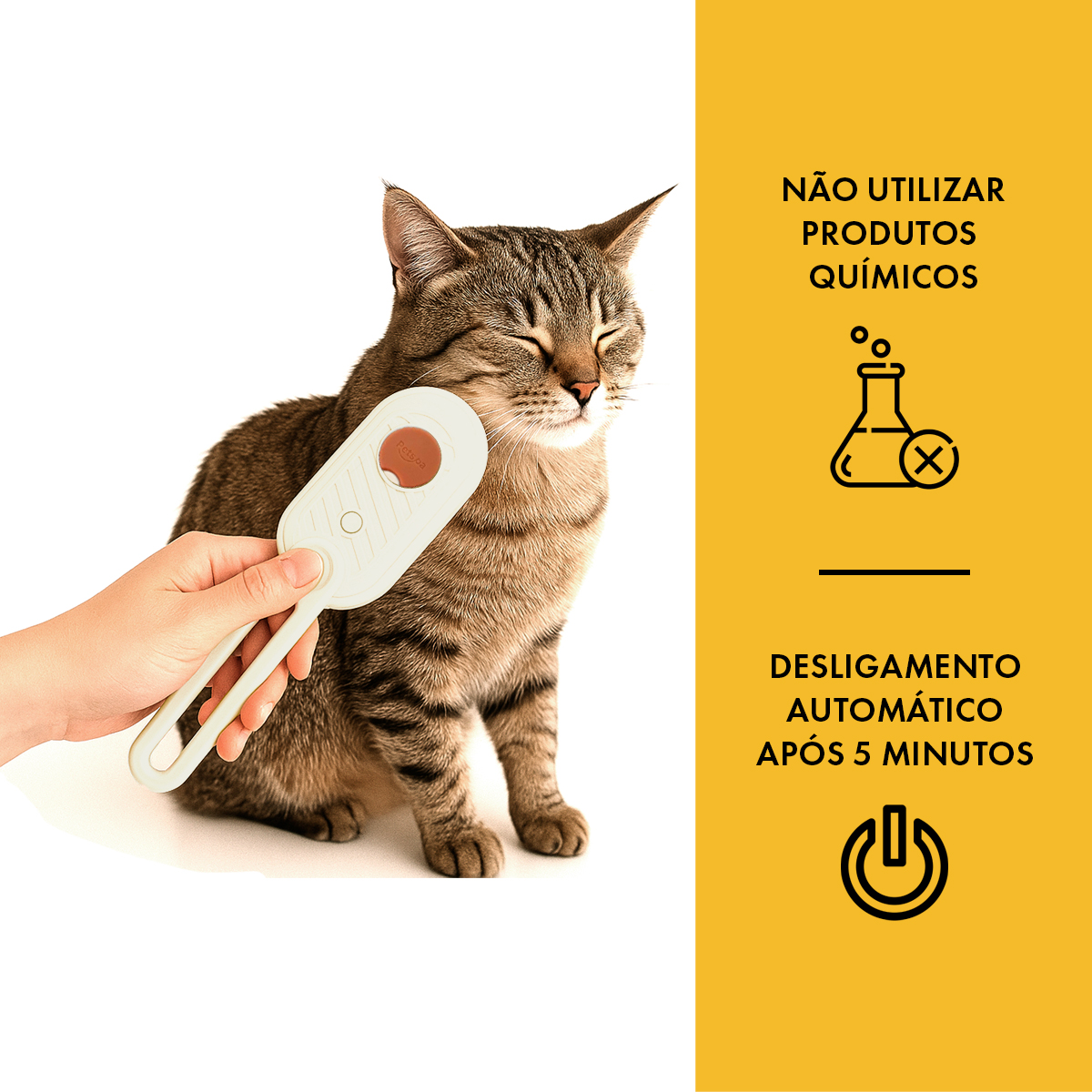 Escova Pet Vapor Recarregável Cão Gato Anti Pelos - Branco — foto 6
