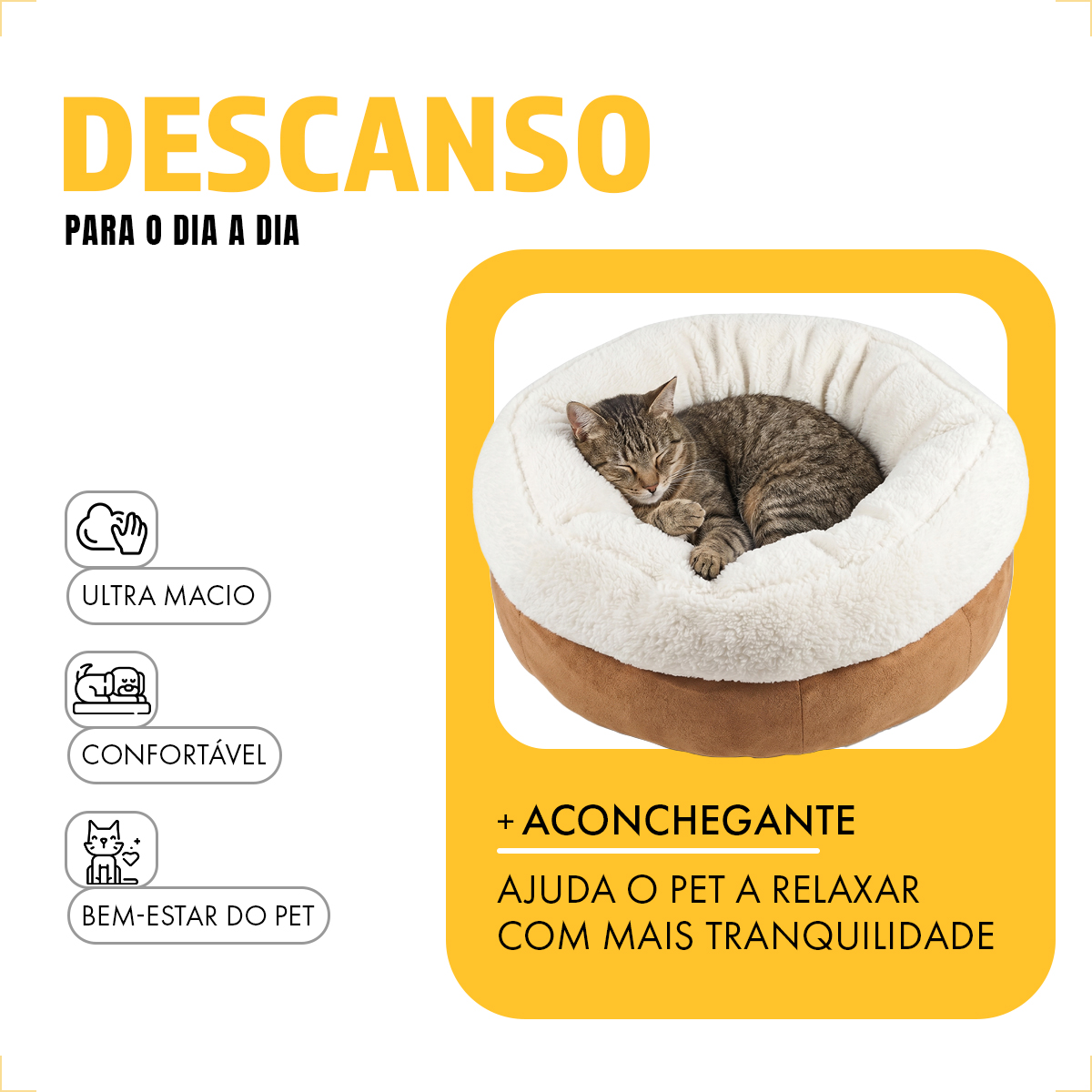 Cama Pet Luxo Donut - 50 cm Comp. x 25 cm  Alt. - BEGE — foto 4