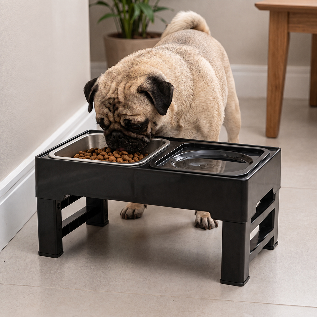 Comedouro e Bebedouro Elevado Cães e Gatos - Inox — foto 2