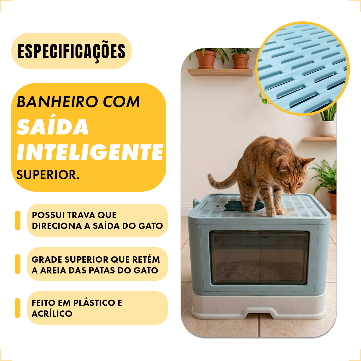 Banheiro Gato Fechado  Anti-odor + Pá + Coçadinha Luxo - Azul — foto 5
