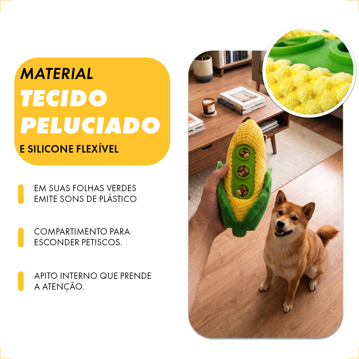 Brinquedo Pelúcia Pet Porta Petiscos Vegetais AFP - MILHO — foto 5
