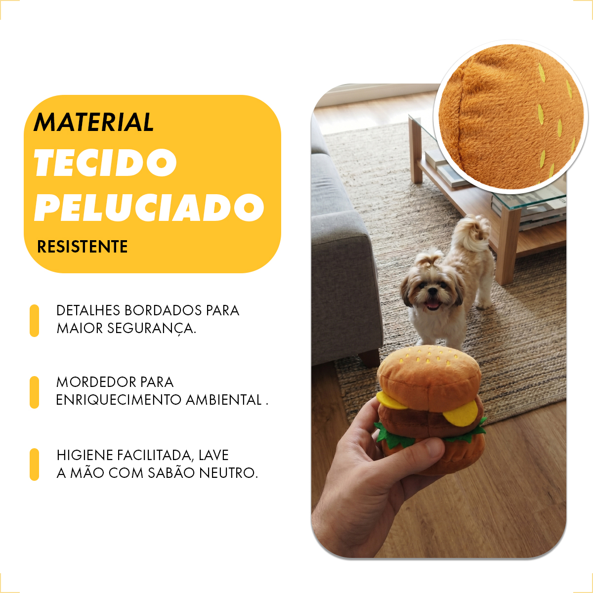 Pelúcia E Brinquedo Fast Food Diversão Para Pet Cães e Gatos - Hamburguer — foto 6