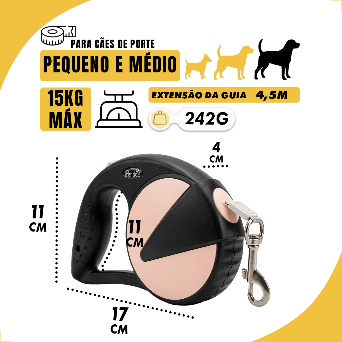 Guia Retrátil Premium 4,5m Redonda #1 - Rosa — foto 2