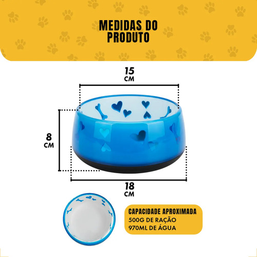 Comedouro Cachorro Pet Luxo  Antiderrapante AFP G 970ml - Azul — foto 3