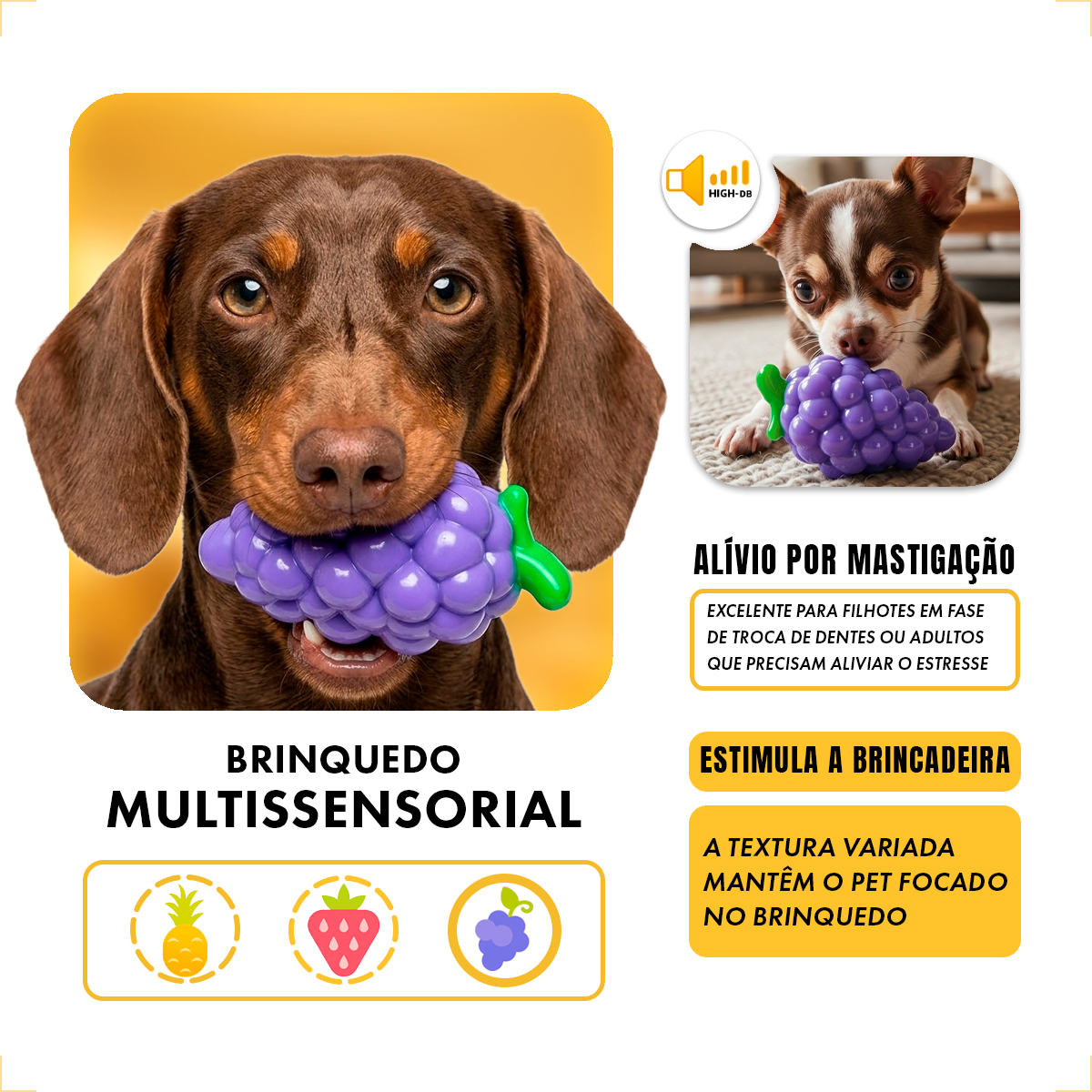 Brinquedo Mordedor Frutas Pet Cães Porte Médio TPR FOFOS - Uva — foto 6