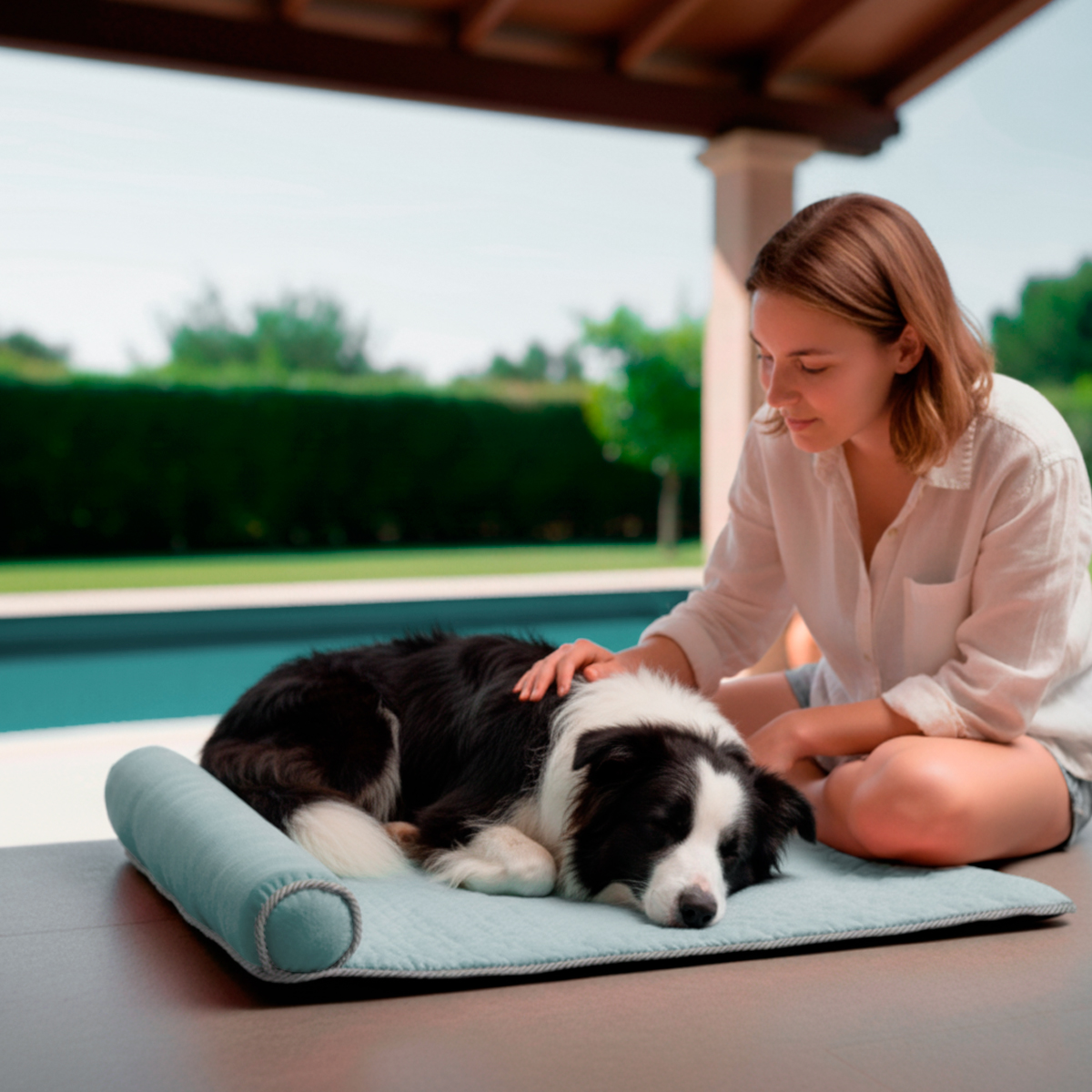 Cama Tapete Colchonete Refrescante Cães Gatos Grande  - Azul — foto 3