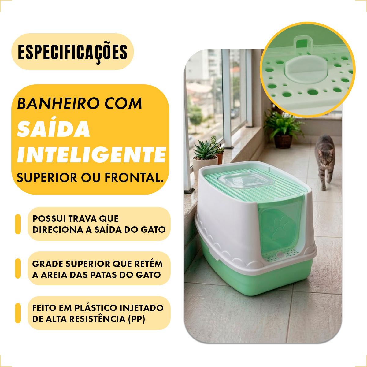 Banheiro Fechado Patinha Para Gatos - Verde — foto 5