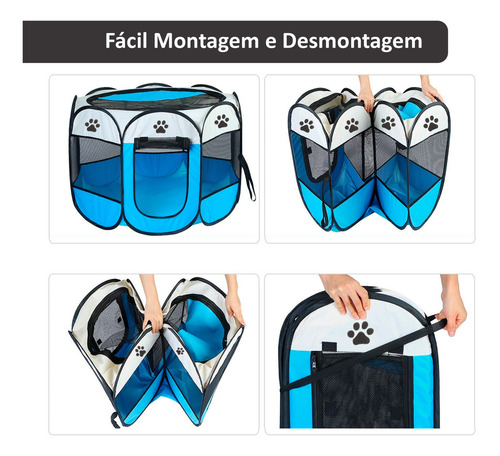 Cercadinho Pet Portátil Dobrável M  91 cm  - Azul — foto 5