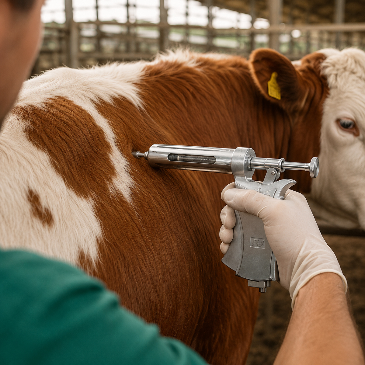 Pistola Seringa Veterinária SemiAutomática 50ml inox com 10 Aplicadores  Bovino/Equino/Ovino — foto 6