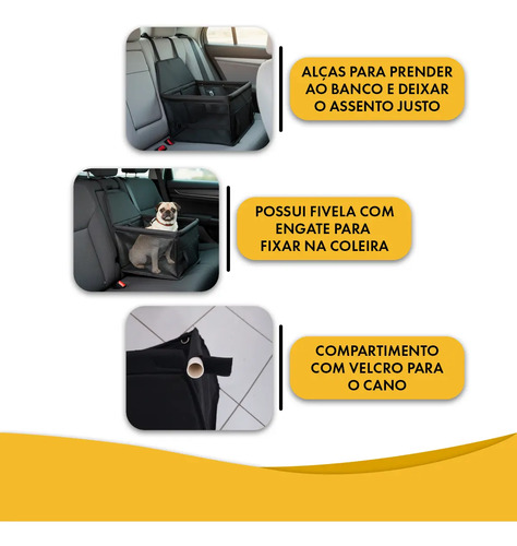 Cadeirinha Assento Pets Até 10kg Carro Transporte Cães Gatos - Preto — foto 4