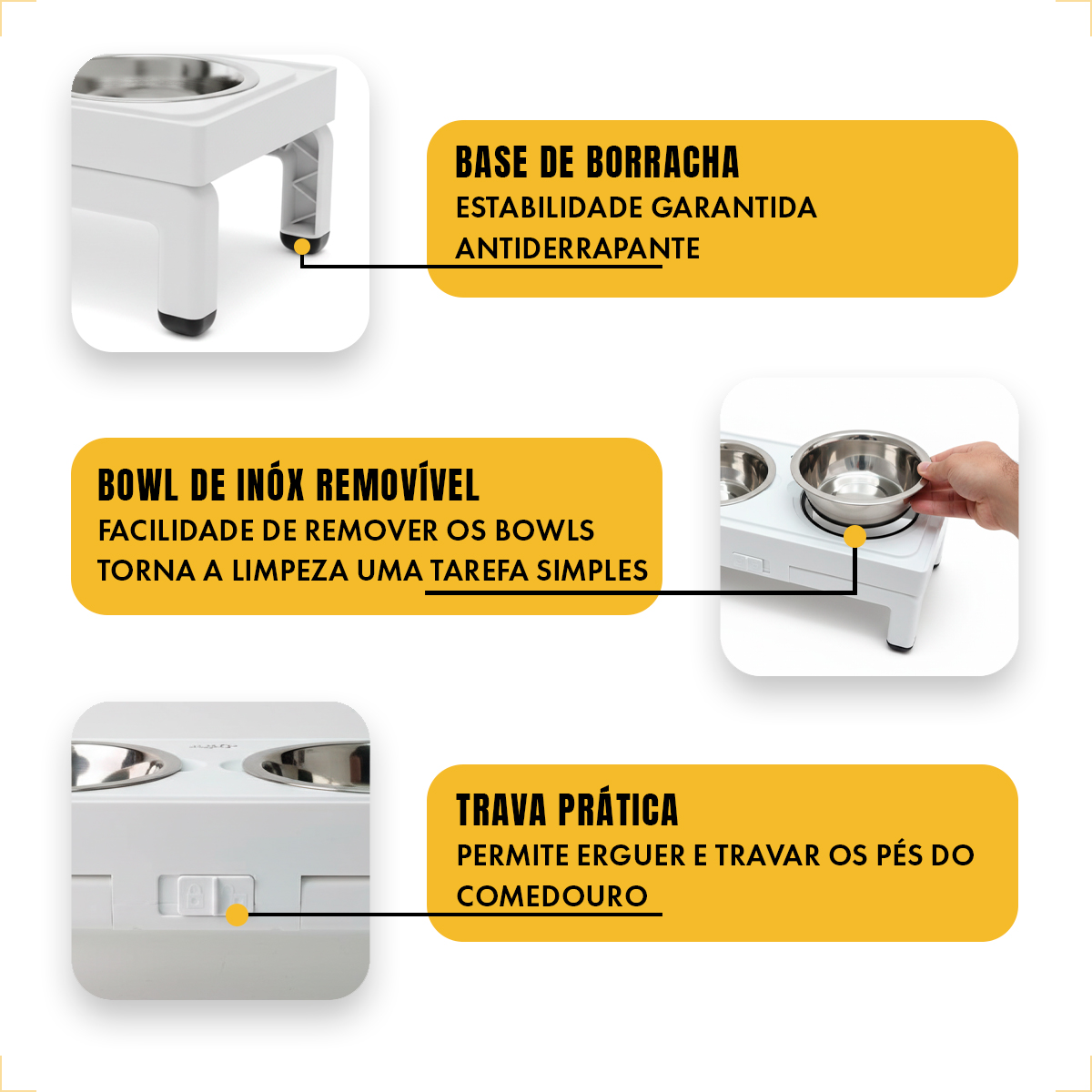Comedouro Duplo Ajustável com 2 tigelas de 750ml — foto 6
