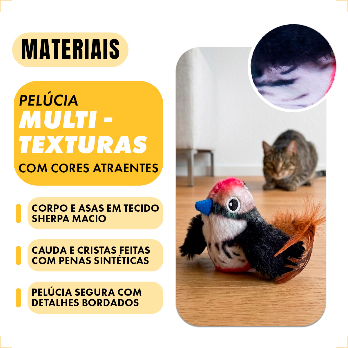 Brinquedo Interativo Som Bolinhas Catnip Aves/Passáros Gatos FOFOS - Pássaro Vermelho — foto 7