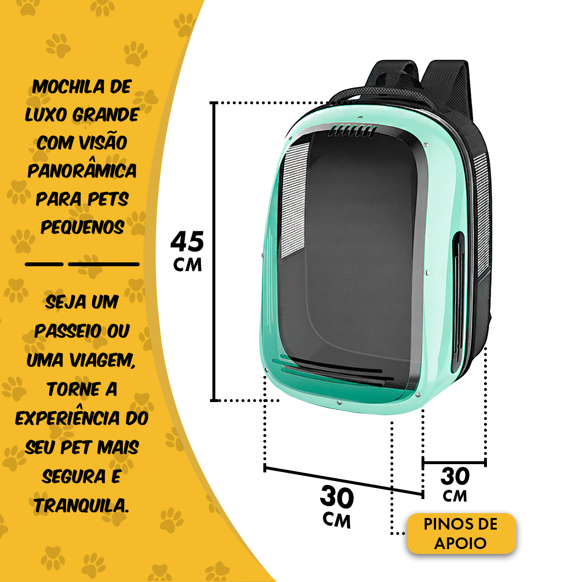 Mochila Pet Panorâmica Visor  Pet até 5 kg - Verde — foto 3