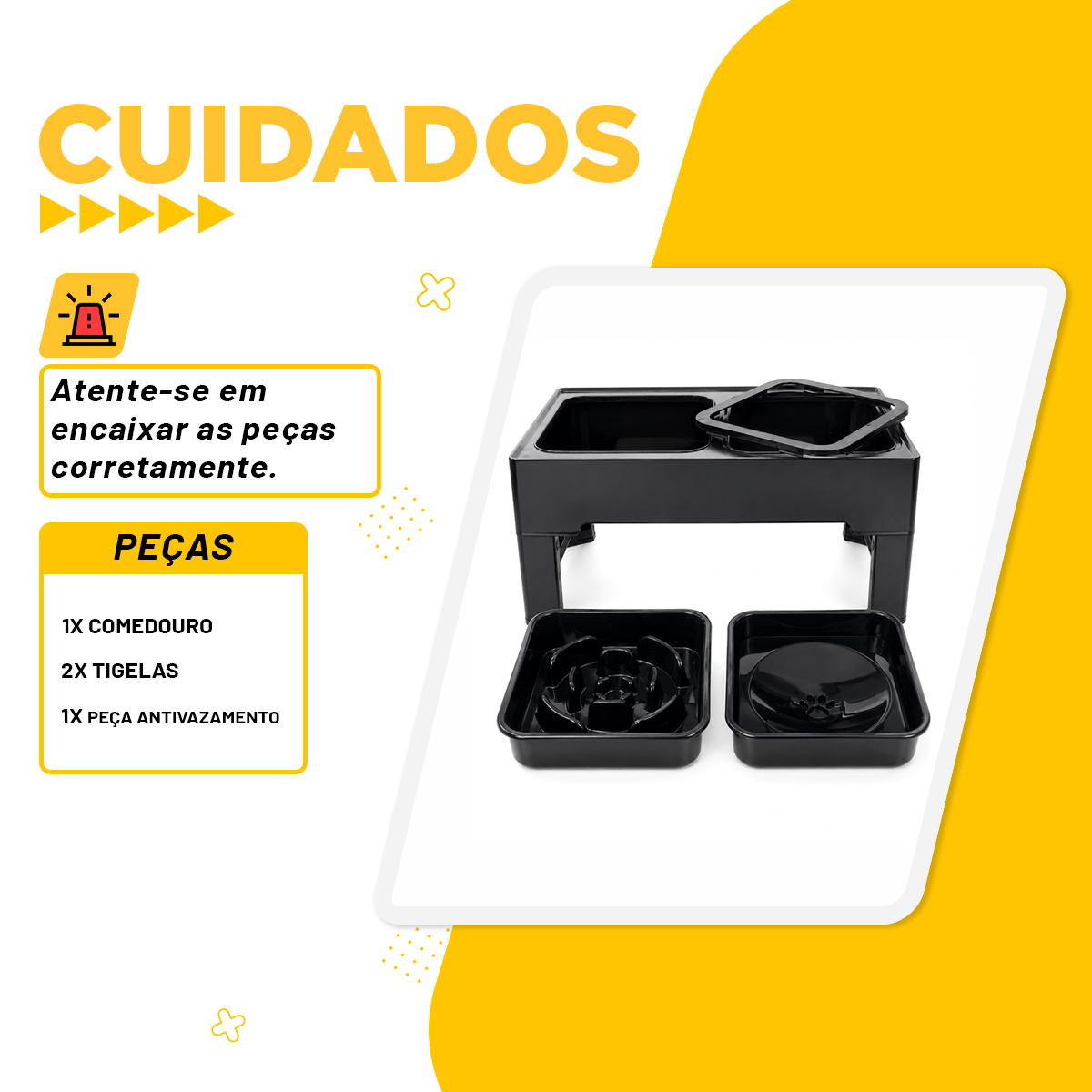 Comedouro e Bebedouro Elevado Cães e Gatos - Preto — foto 6