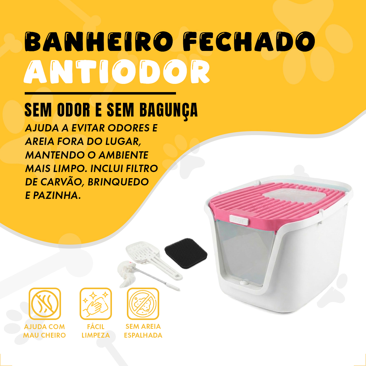 Banheiro Fechado Gatos Caixa GG 44C X 53L - Rosa — foto 4