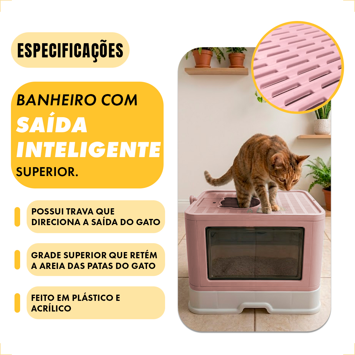 Banheiro Gato Fechado  Anti-odor + Pá + Coçadinha Luxo - Rose — foto 5