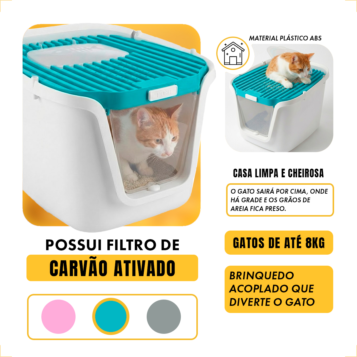 Banheiro Fechado Gatos Caixa G 40C X 48L - Azul — foto 4
