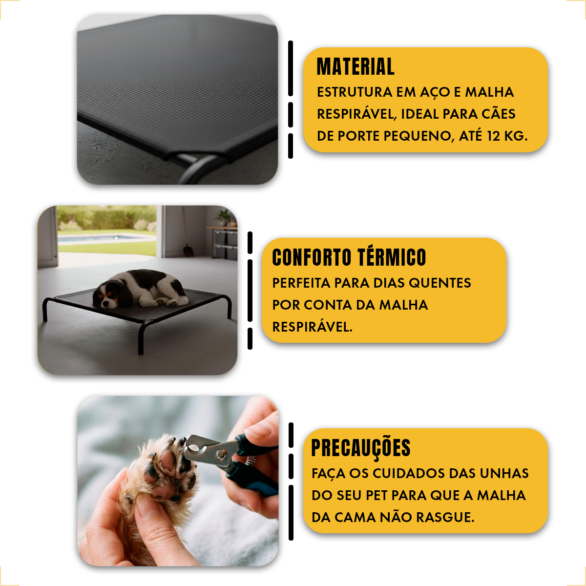 Cama Elevada Pet G 93x56cm até 30kg — foto 4