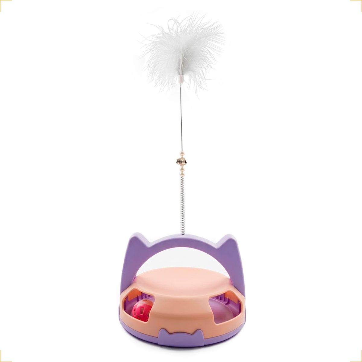 Brinquedo Interativo para Gatos com Guizo e Bolinha - Rosa