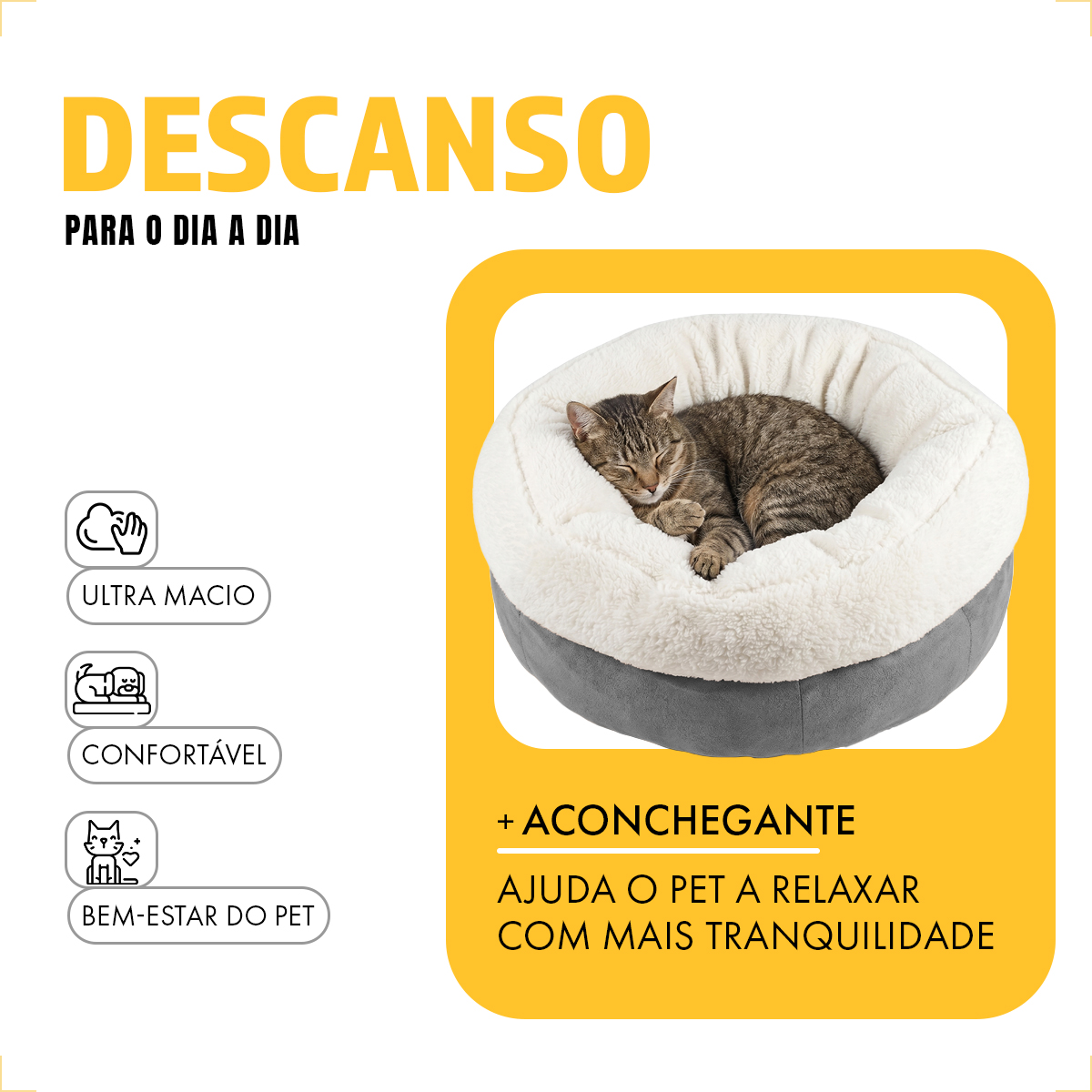 Cama Pet Luxo Donut - 50 cm Comp. x 25 cm  Alt. - CINZA — foto 4