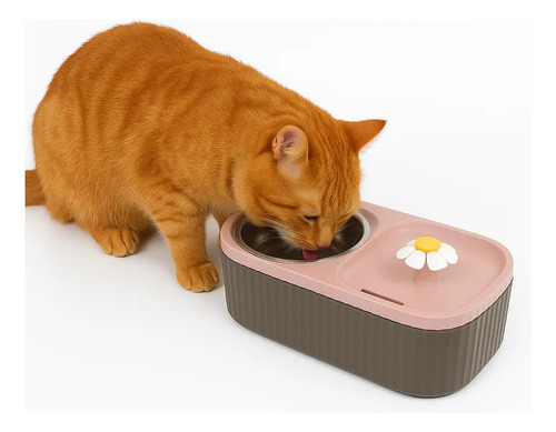 Bebedouro Elevado Gato Fonte Agua Automática 3 Litros Inox  - Rosa — foto 2