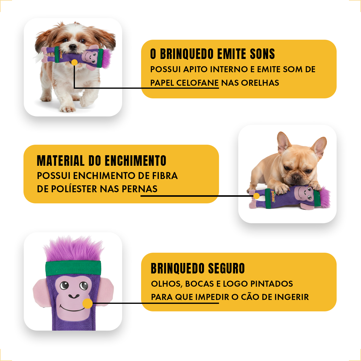 Brinquedo De Lona Extra Resistente Mordedor Para Cães AFP - MACACO — foto 5