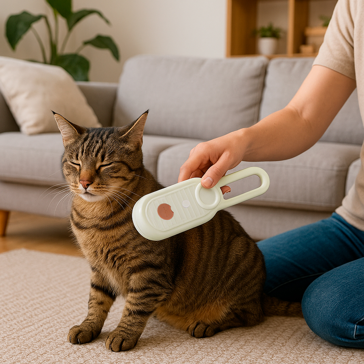 Escova Pet Vapor Recarregável Cão Gato Anti Pelos - Branco — foto 7