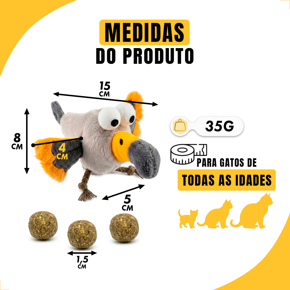 Brinquedo Interativo Som Bolinhas Catnip Aves/Passáros Gatos FOFOS - Águia — foto 4
